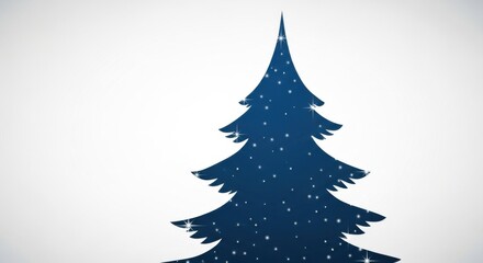 Obraz premium Stylized Blue Christmas Tree with Sparkling Lights on White Background