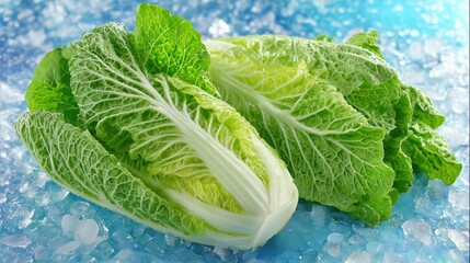 Crisp Fresh Chinese Cabbage on Ice for Culinary & Food Styling Needs