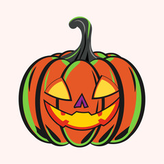 Spooky Jack-o'-lantern with Glowing Eyes and Sinister Grin for Halloween.
