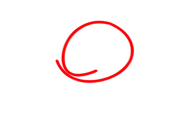 Red hand drawn circle outline for highlight, scrapbook sticker, overlay design, posters and presentation accents isolated on transparent background