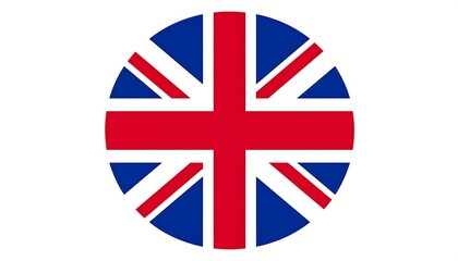Obraz premium A circular graphic design of the UK flag, displaying vibrant red and blue colors, arranged in a symmetrical pattern on a white background.