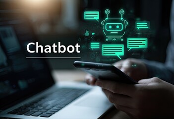 Person holding a smartphone with a chatbot interface overlay