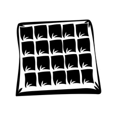 Illustration of a simple black and white waffle isolated on a white background