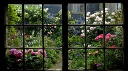 Garden view through a window