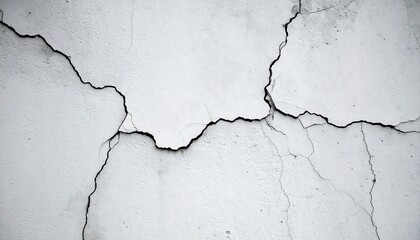 Fototapeta premium Extensive Cracks in a White Painted Wall