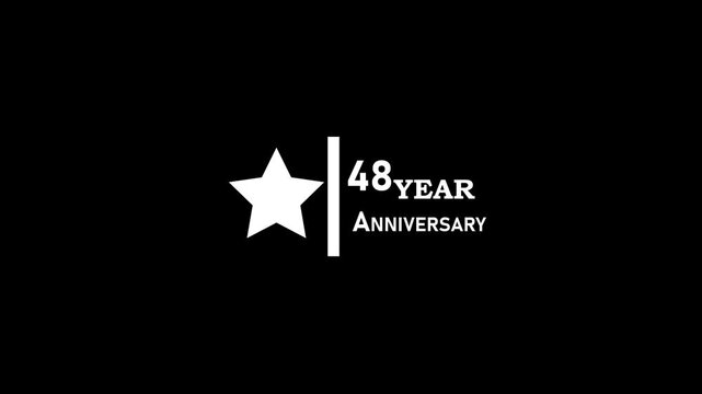 48 years anniversary motion graphic 4K footage with star. .4K motion animation.