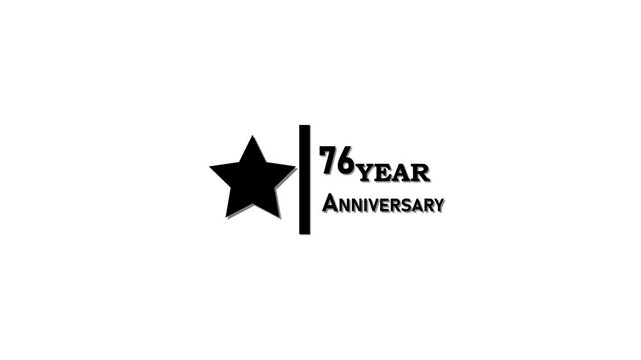 76 years anniversary motion graphic 4K footage with star. .4K motion animation.