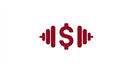 Red dollar sign between two dumbbells