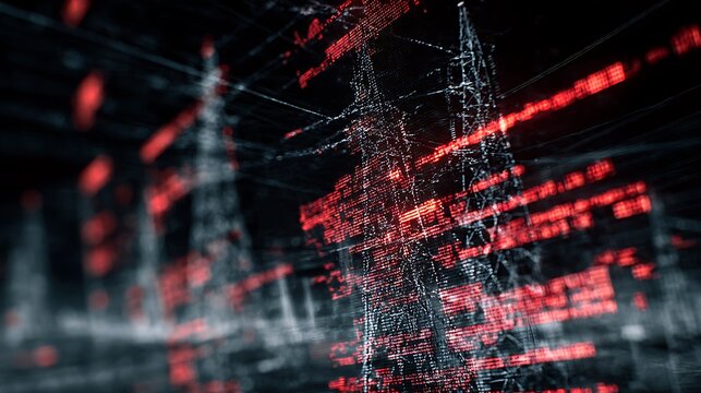 Awesome photo of close-up of digital interface shows cyber-attack attempt on electrical grid.