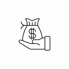hand holding moneybag icon sign vector