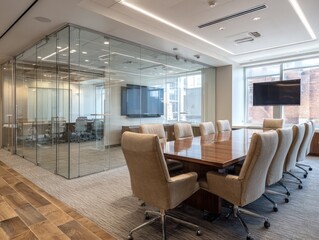Fototapeta premium Modern conference room with glass partitions