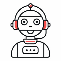 Fototapeta premium Friendly robot with headphones and microphone icon