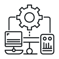 Fototapeta premium Computer system and gear connection for automation and data processing