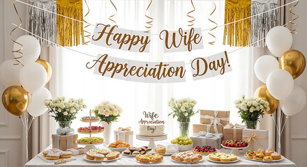 Celebration table setting for happy wife appreciation day event
