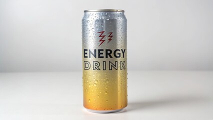 energy drink can mockup with metallic gradient finish.