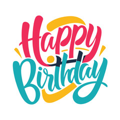 Happy Birthday Bold Colorful Typography with Modern Brush Style