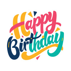 Colorful Happy Birthday Typography with Fun Lettering