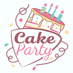 Cake Party Logo Template Vector Illustration Design