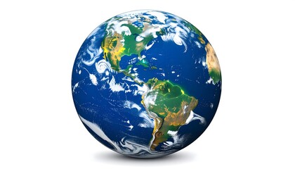 Fototapeta premium A detailed, realistic representation of planet Earth, showcasing its continents, oceans, and atmospheric patterns.