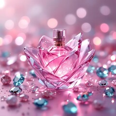 Floating cosmetic packaging with magical glowing background