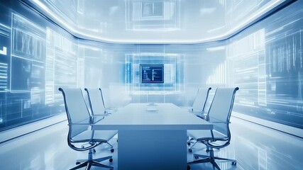 Futuristic Digital Data Conference Room for Technological Innovations and Research - Powered by Adobe