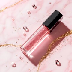 Elegant Lipstick Tube Mockup with Pink Gradient