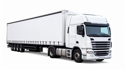 Large white cargo truck with trailer isolated on white background logistics and transport stock photo

