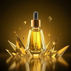 Golden face serum with dropper in relaxing spa mockup