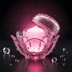 
Moisturizing cream in a transparent jar with crystal sparkles