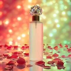 
Illuminated serum bottle with sophisticated bokeh background