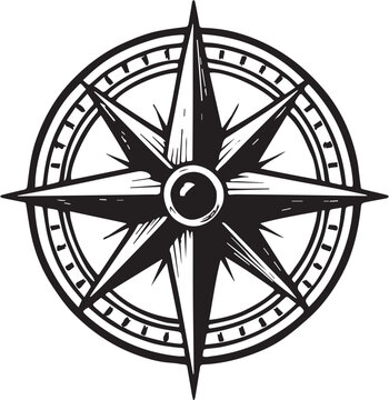 tattoo design of compass symbol in black and white