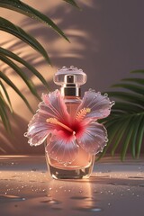 
Delicate perfume with a bottle decorated in the shape of an illuminated flower