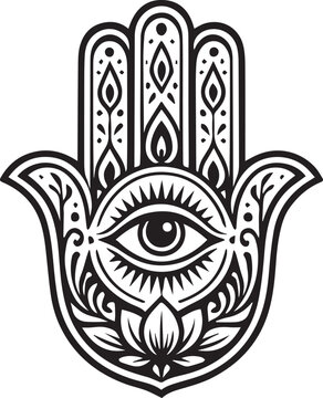 tattoo design of hamsa hand symbol in black and white