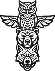 tattoo design of totem symbol in black and white