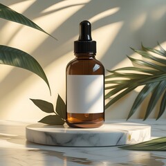 Cosmetic Jar Mockup on Marble Background with Soft Light