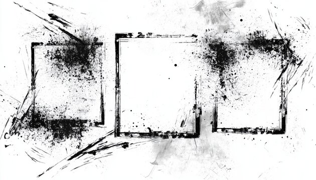 Hand-Drawn Scribble Squares: Rustic Frames With Grungy Aesthetic. Embrace The Imperfect Charm Of These Handcrafted Square Frames For A Unique Touch.