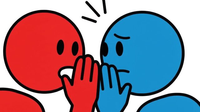 Animated Illustration of Two Stick Figures Sharing a Secret or Gossip Information