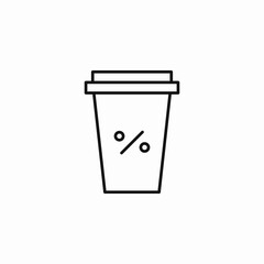 coffee cup discount icon sign vector