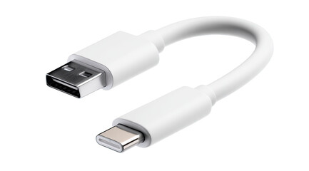 Fototapeta premium White USB-C to USB-A cable. Flexible, short, connector