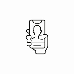 hand holding smartphone icon sign vector