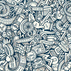 Doodle art pattern of racing and automotive elements automobile tire