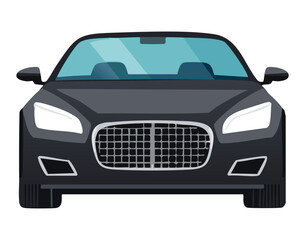  A front-facing digital illustration of a robust black SUV, embodying power, durability, and a spirit of exploration for any adventure