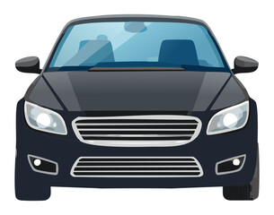 Fototapeta premium Front view of a sleek black modern car, a clean and professional illustration of a vehicle for transport 