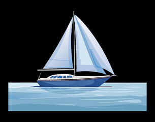 A sailboat on the ocean, a clean and elegant illustration of a yacht for travel and nautical themes
