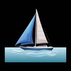 A sailboat on the ocean, a clean and elegant illustration of a yacht for travel and nautical themes
