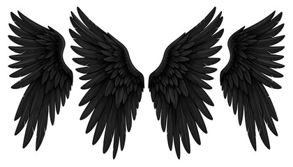 Obraz premium Pair of large, detailed, black angel wings
