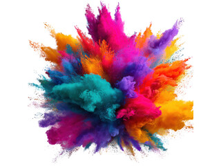 Fototapeta premium Vibrant multicolored powder explosion isolated on black background with white outline colorful, Isolated, Png Transparent Background