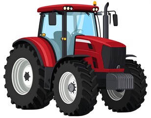 Obraz premium Red farm tractor, front view