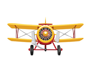 A classic red biplane front view, a nostalgic and timeless illustration of a vintage aircraft  © firstcolor