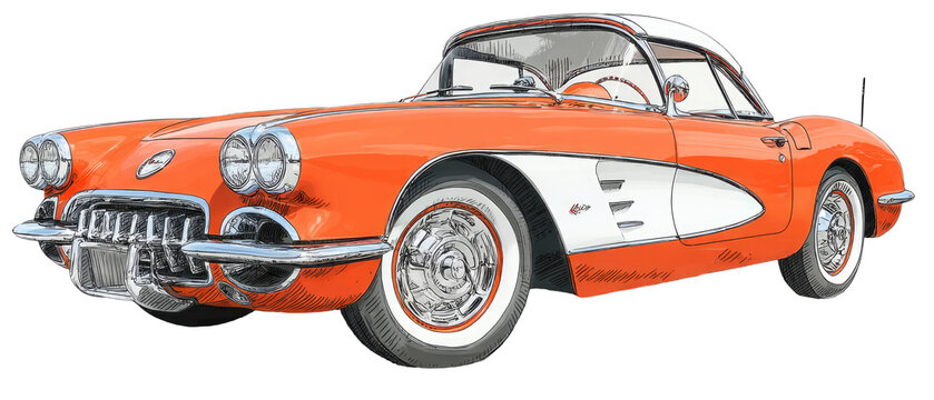 Classic orange and white convertible
